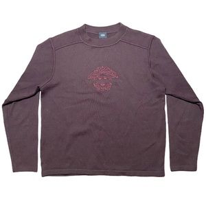 VERSACE vintage maroon crewneck wool sweater L